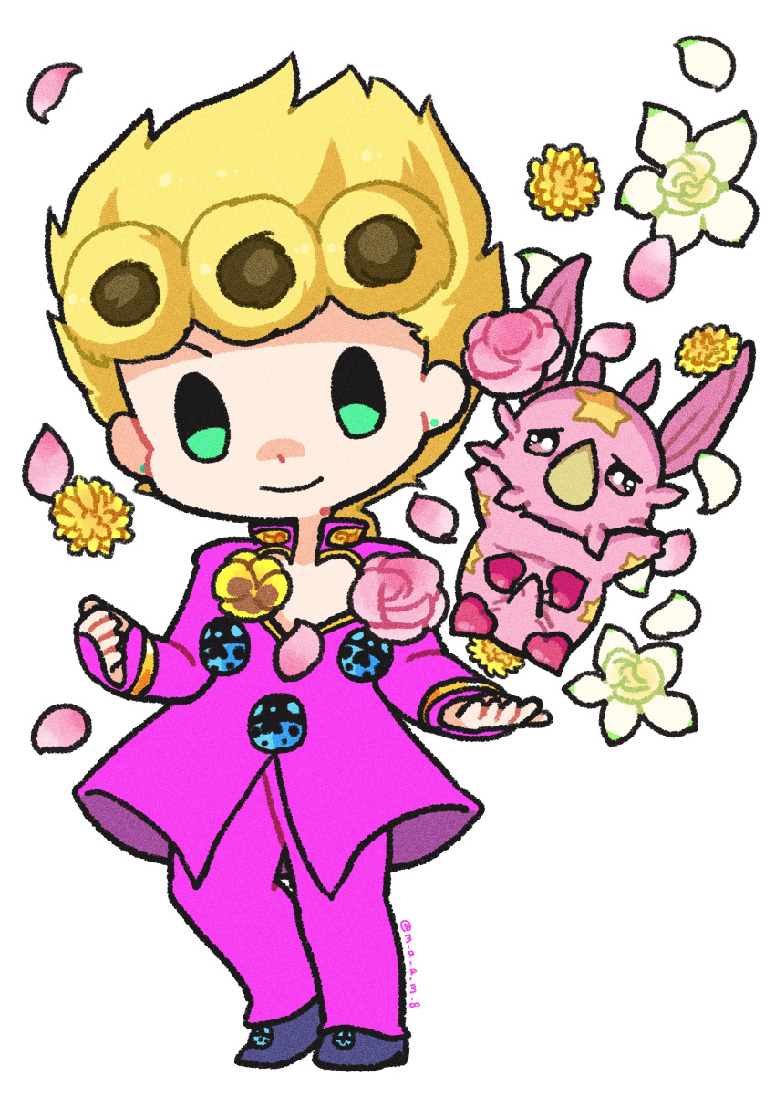 1boy, 1other, absurdres, blonde_hair, chibi, chibi_only, cleavage_cutout, clothing_cutout