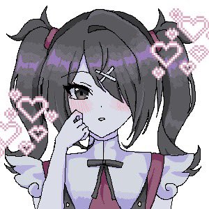 1girl, ame-chan_(needy_girl_overdose), arm_up, black_eyes, black_hair, hair_ornament, hair_over_one_eye, hand_on_own_face
