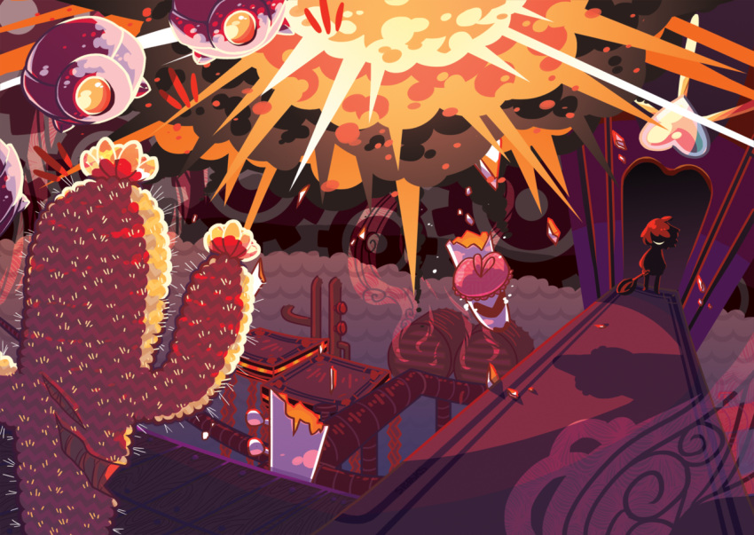 2019, 2d, 2others, airplane, cactus, creepy_smile, digital_media, explosion