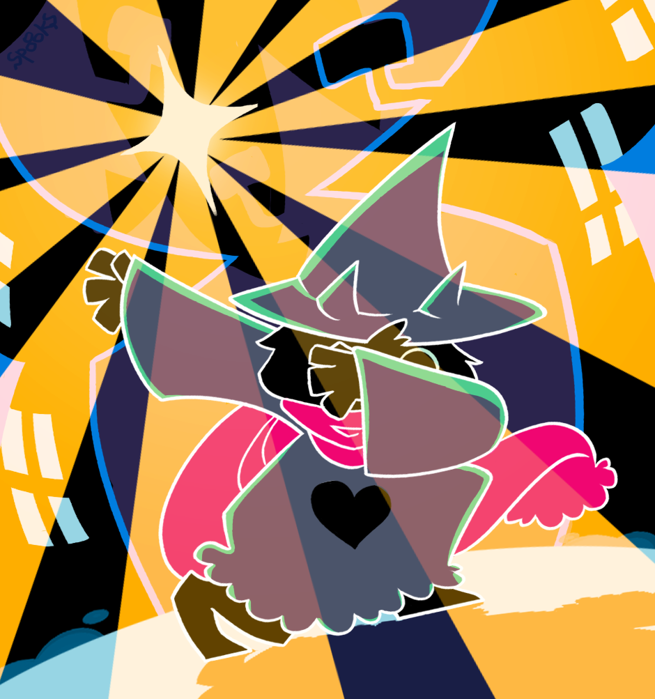 1boy, 2019, 2d, anthro, black_fur, commission, dab_(dance), deltarune