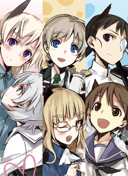 cup, eila_ilmatar_juutilainen, eyepatch, lynette_bishop, military, military_uniform, miyafuji_yoshika, perrine_h_clostermann