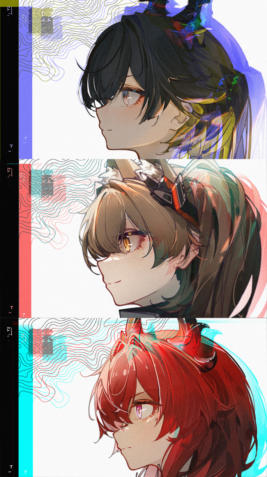 3girls, angelina_(arknights), animal_ears, arknights, arknights:_endfield, black_hair, brown_hair, chen_qianyu_(arknights)