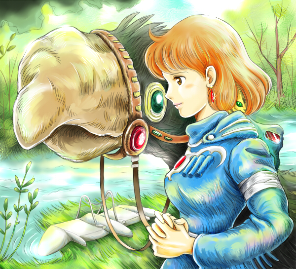 bandage, brown_hair, earrings, ghibli, jewelry, kaze_no_tani_no_nausicaa, mehve, nausicaa, pipi-mama, profile, stream, studio_ghibli, teto, toriuma