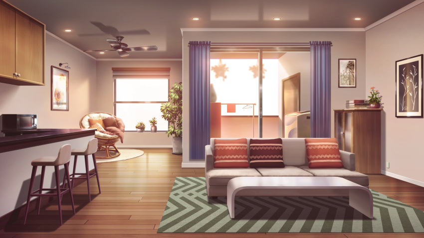 balcony, ball_chair, bar_chair, book, book_stack, cabinet, carpet, ceiling_fan