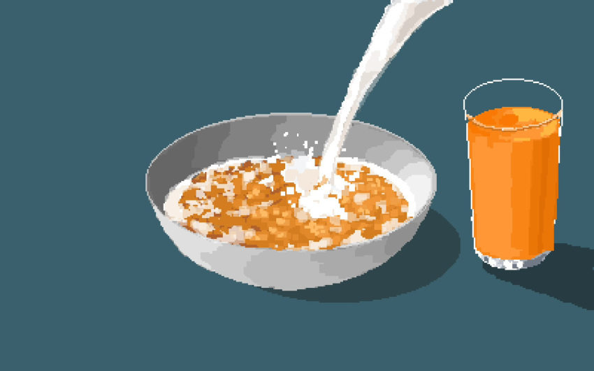 blue_background, bowl, cereal, corn_flakes, food, glass, highres, hisachan55cute