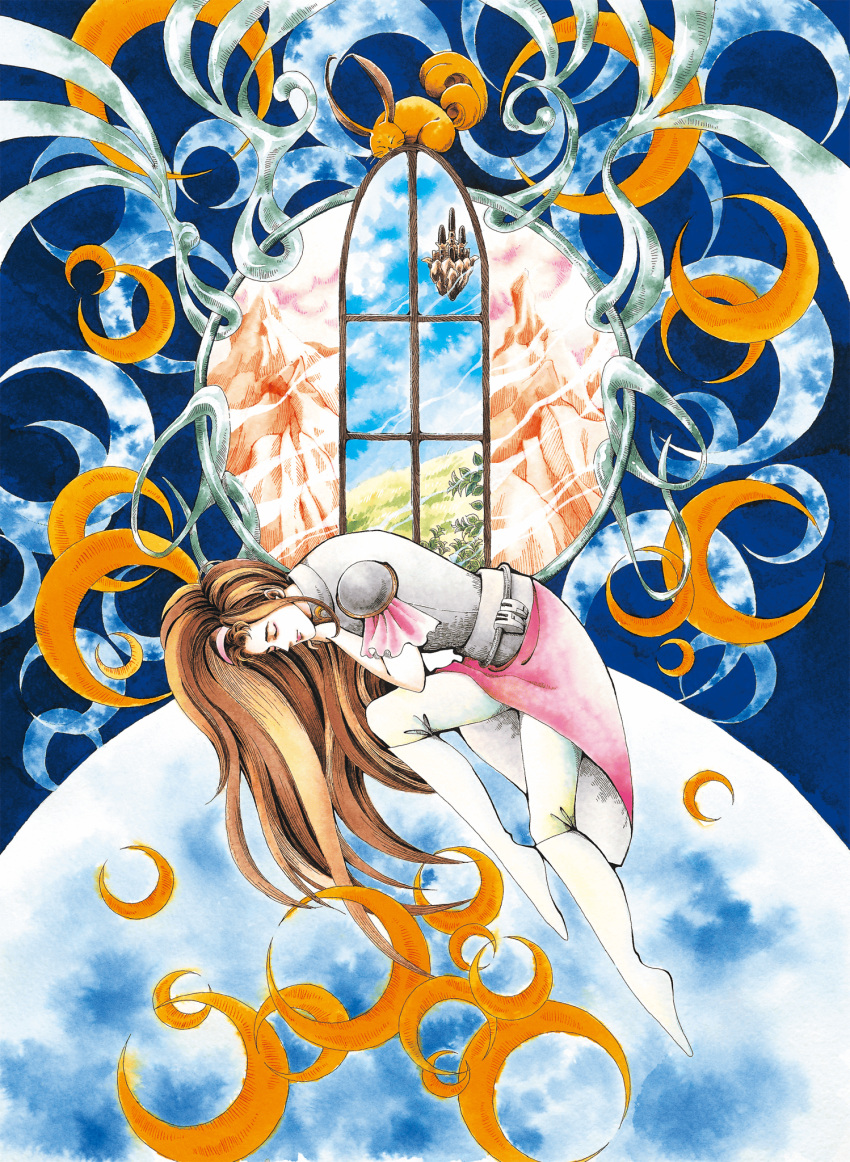 1girl, alisa_landeel, armor, breastplate, brown_hair, cat, closed_eyes, crescent