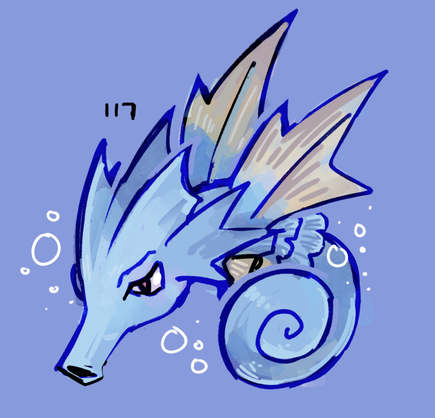 bubble, highres, kurapixel, no_humans, pokemon, pokemon_(creature), purple_background, seadra