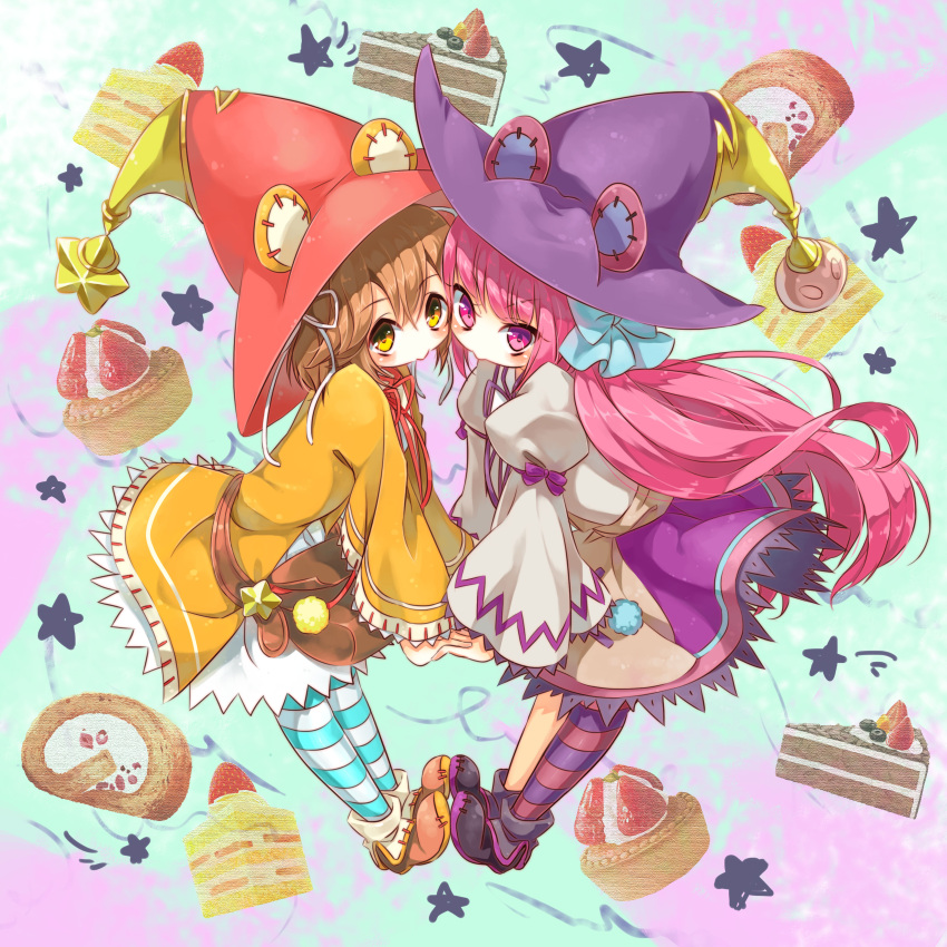 2girls, absurdres, bear_girl, blue_thighhighs, brown_hair, dress, dumpty_alma, emil_chronicle_online