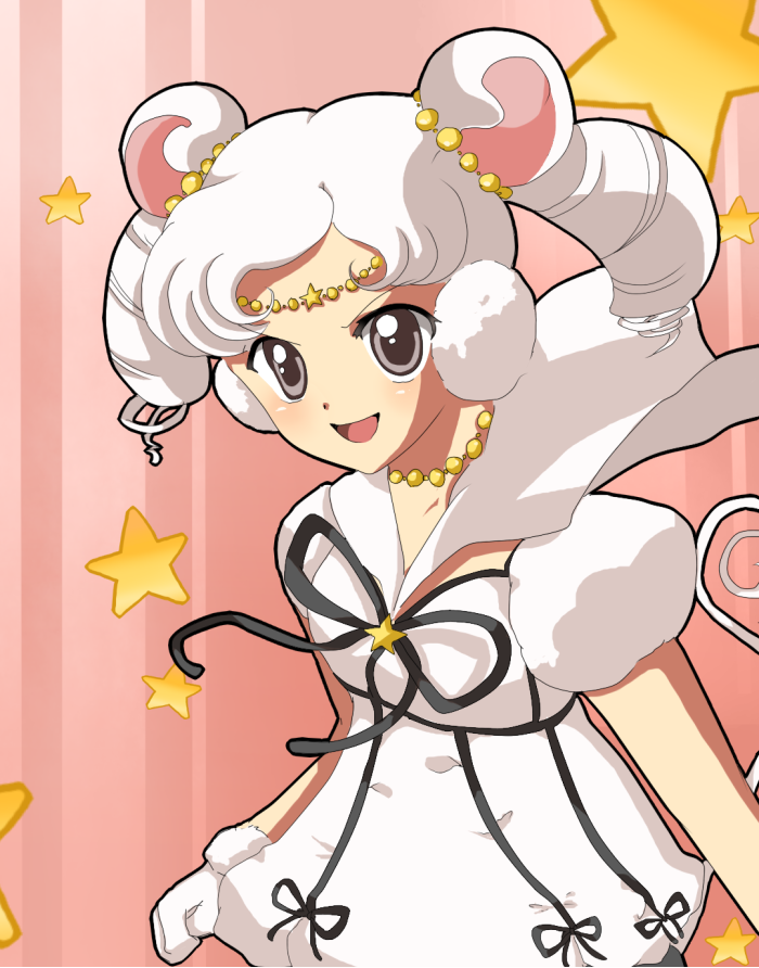 bishoujo_senshi_sailor_moon, double_bun, earmuffs, grey_eyes, jewelry, magical_girl, necklace, open_mouth