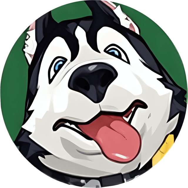1boy, dog, howl_(zenless_zone_zero), husky, knock_knock, profile_picture, zenless_zone_zero