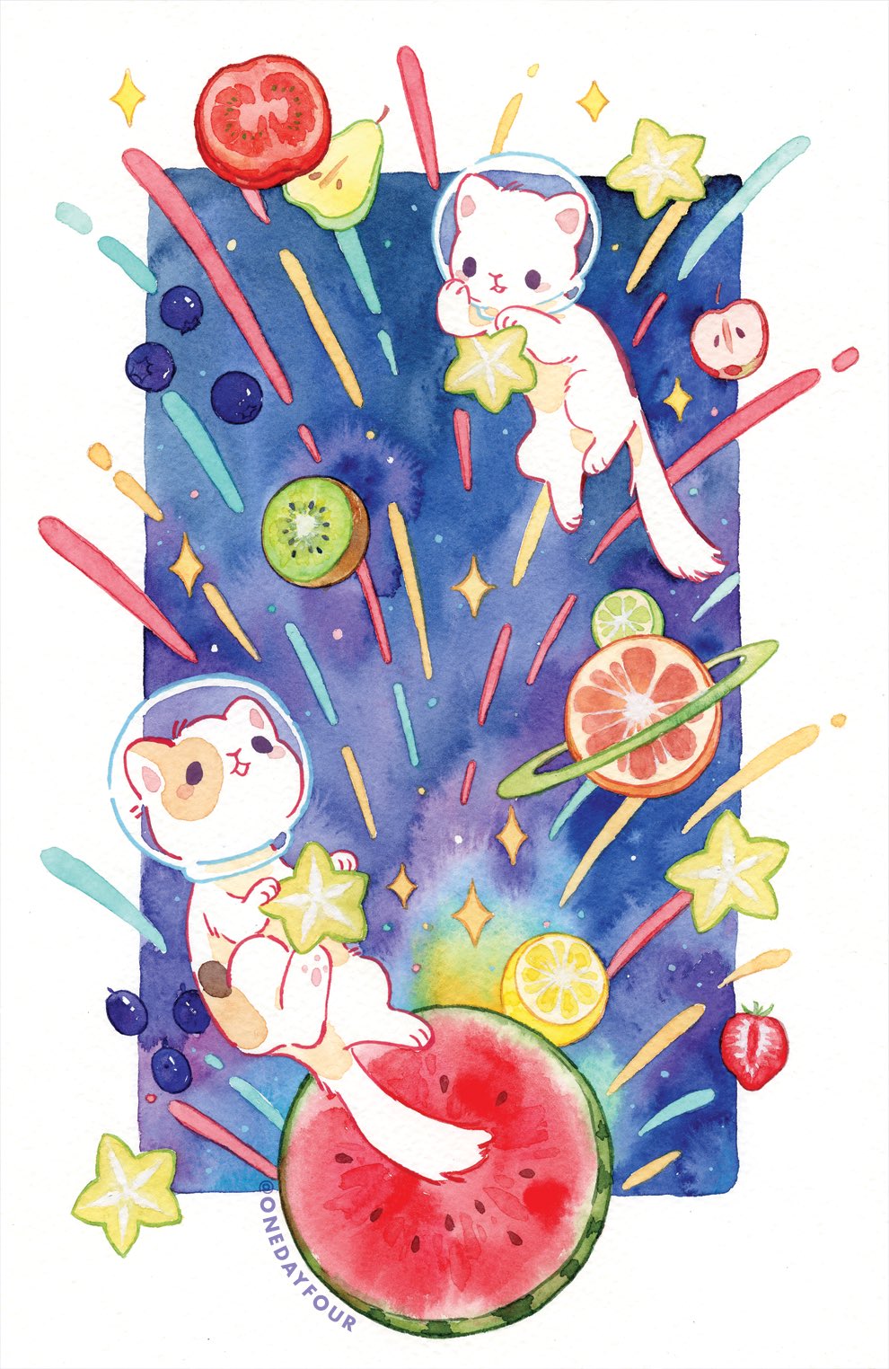animal, animal_focus, blueberry, calico_(pattern), calico_cat, cat, fluff, food