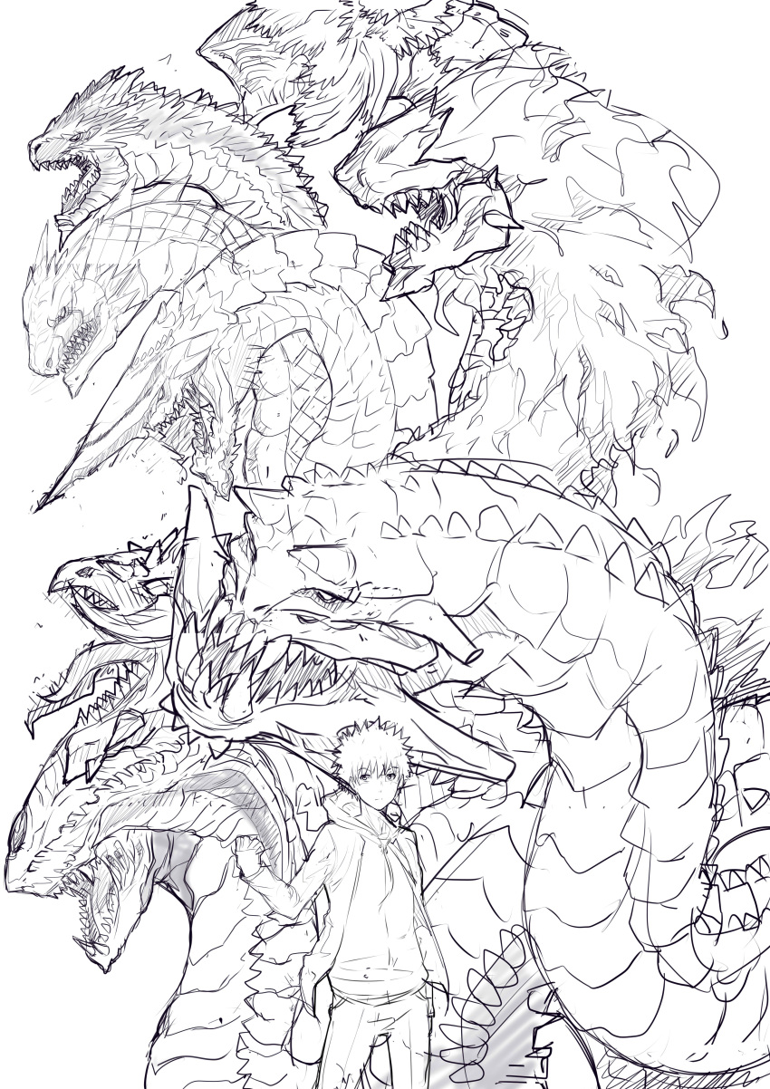 1boy, absurdres, angel_dragon_(toaru), clenched_hand, closed_mouth, commentary_request, cowboy_shot, dragon