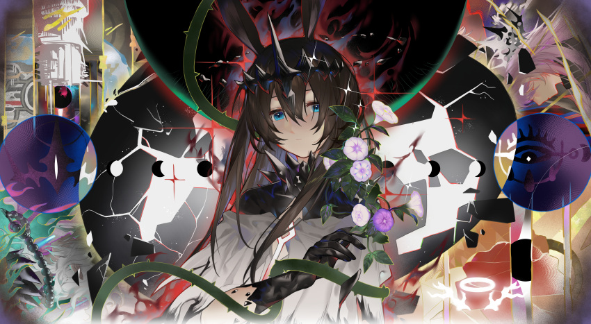 2girls, absurdres, amiya_(arknights), amiya_(demon_king)_(arknights), animal_ears, arknights, blue_eyes, brown_hair