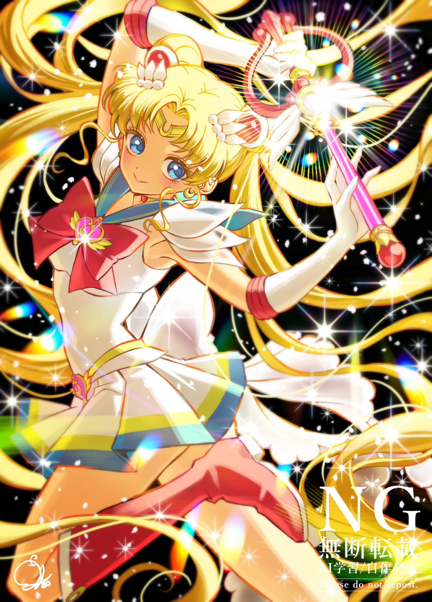 armpits, bishoujo_senshi_sailor_moon, blonde_hair, blue_eyes, blue_sailor_collar, bow, brooch, choker