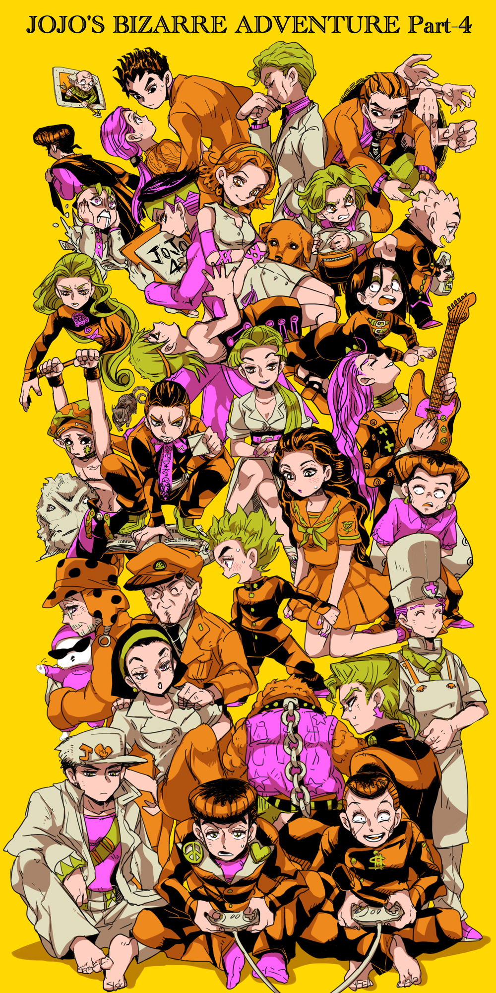 apron, arnold_(jojo), arrow, baby, bad_id, barefoot, black_eyes, black_hair