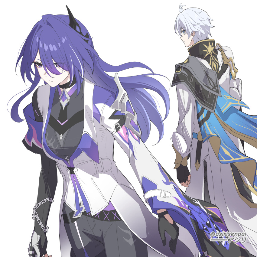 1boy, 1girl, absurdres, acheron_(honkai:_star_rail), adapted_costume, armor, asiri_senpai, black_choker