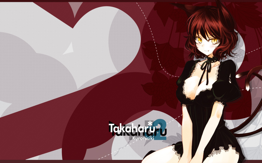 adult, animal_ears, blush, breasts, chen, cleavage, highres, kaenbyou_rin