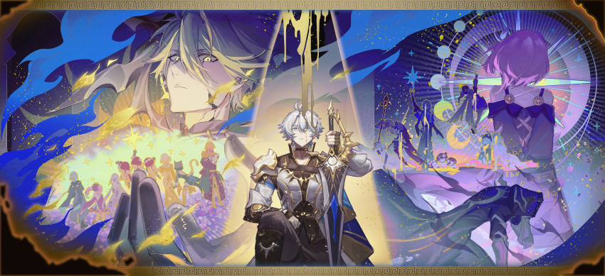 absurdres, aglaea_(honkai:_star_rail), anaxa_(honkai:_star_rail), baishun, bare_shoulders, blue_eyes, castorice_(honkai:_star_rail), chrysos_heirs_(honkai:_star_rail)