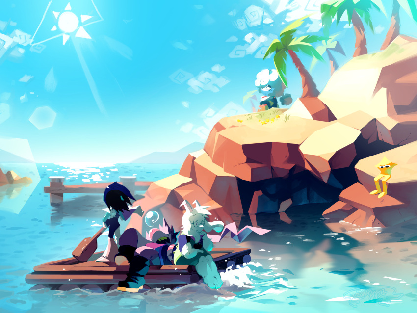 1other, 2boys, 2girls, absurdres, barefoot, deltarune, elnina_(deltarune), furry