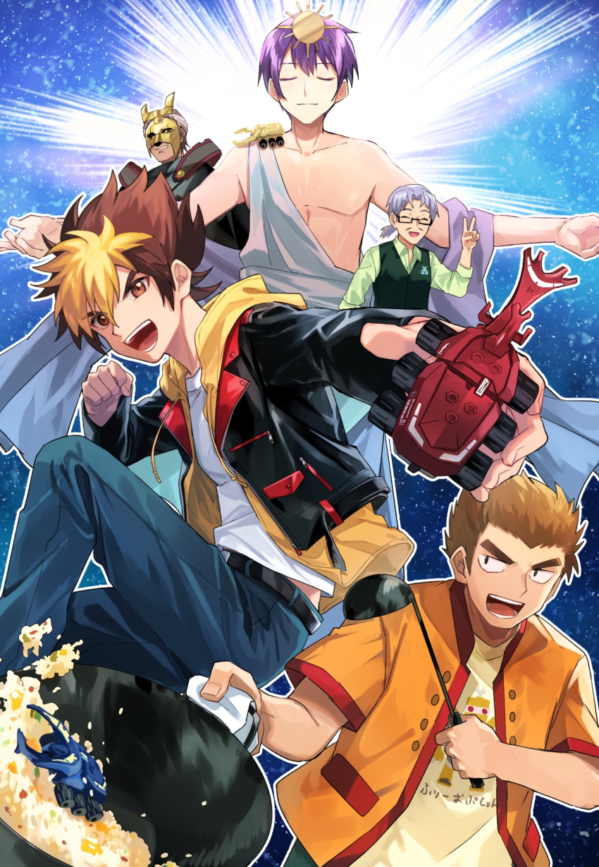 5boys, ^_^, aged_up, amanogawa_ryuusei, amanogawa_taiki, andou_loid, atlas_beetle, atlas_oukabuto_(kabutoborg)