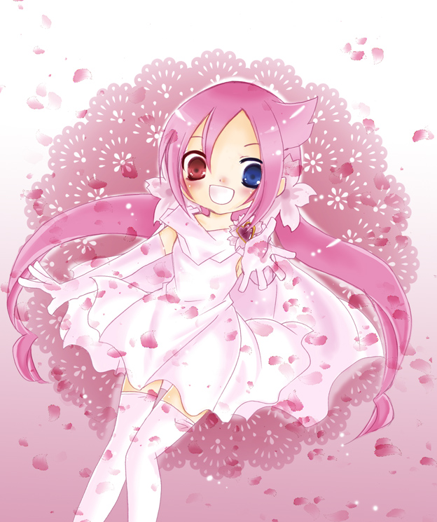 ahoge, bad_id, blue_eyes, brooch, dress, gloves, happy, heartcatch_precure!
