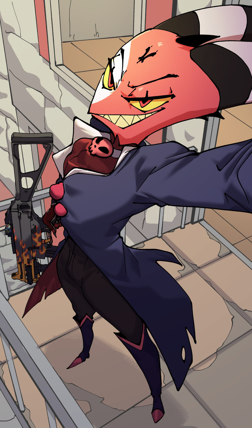 1boy, absurdres, black_horns, black_pants, coat, colored_sclera, commentary, counter-strike_(series)