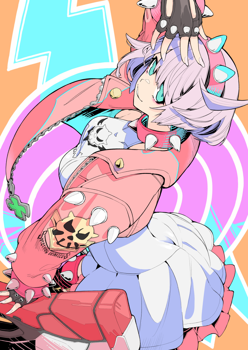 1girl, absurdres, aqua_eyes, boots, choker, colorful, dress, dynamic_pose