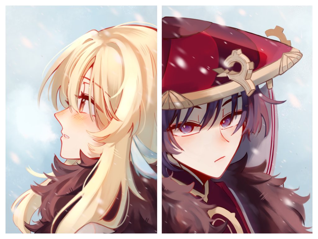1boy, 1girl, alphastroo, alternate_costume, black_kimono, blonde_hair, blue_feathers, blunt_ends
