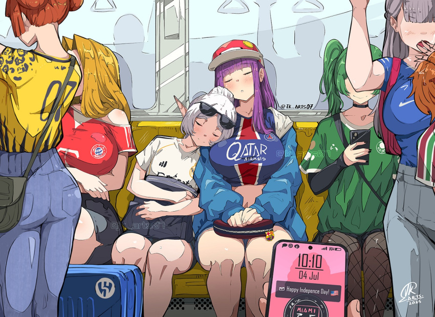 1other, 6+girls, adidas, al-hilal_sfc, american_flag, ass, bag, black_nails