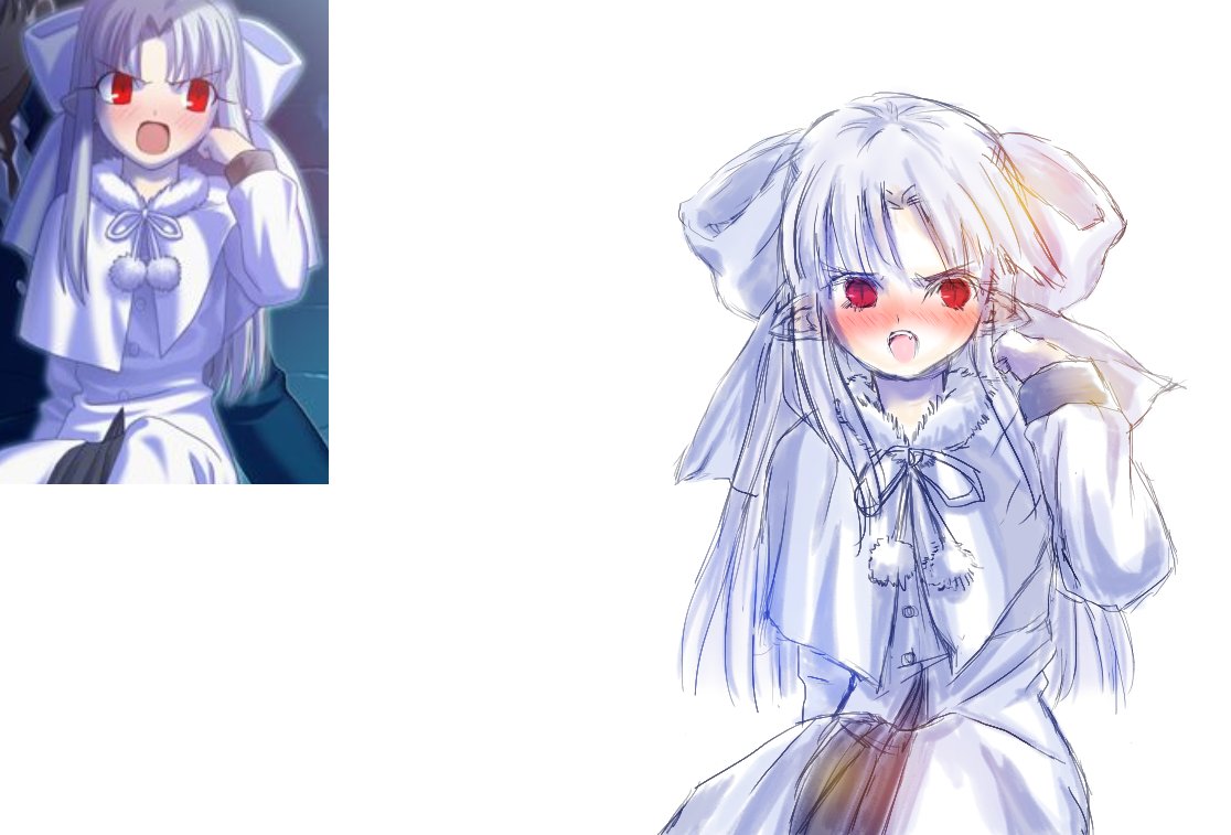 1girl, blush, bow, capelet, dress, hair_bow, half_updo, long_hair