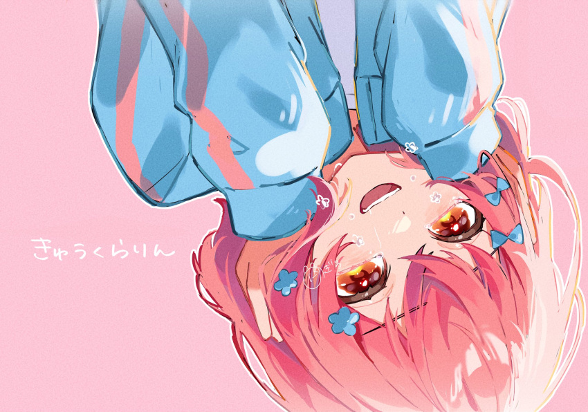 1girl, :d, blue_bow, blush, bow, crying, crying_with_eyes_open, earrings