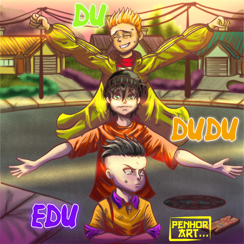 3boys, black_eyes, black_hair, cartoon_network, closed_eyes, crossed_arms, ed_(ed_edd_n_eddy), ed_edd_n_eddy