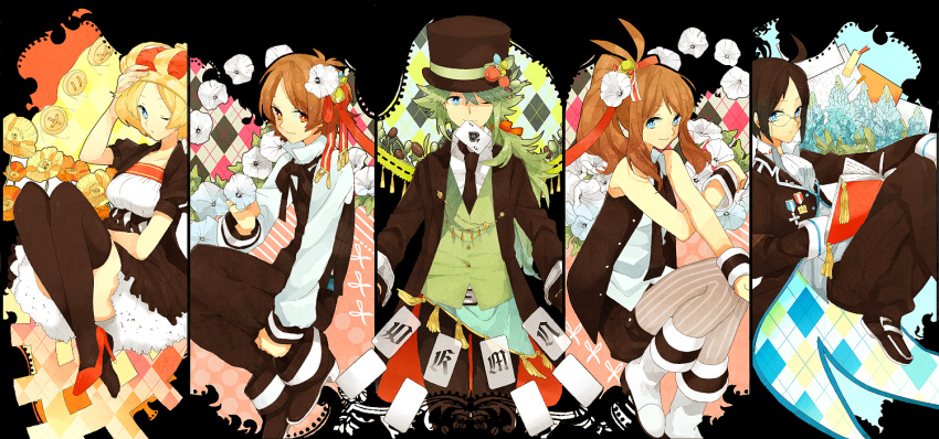 ahoge, alternate_costume, bare_shoulders, bel_(pokemon), bell_(pokemon), black_hair, black_legwear, blonde_hair