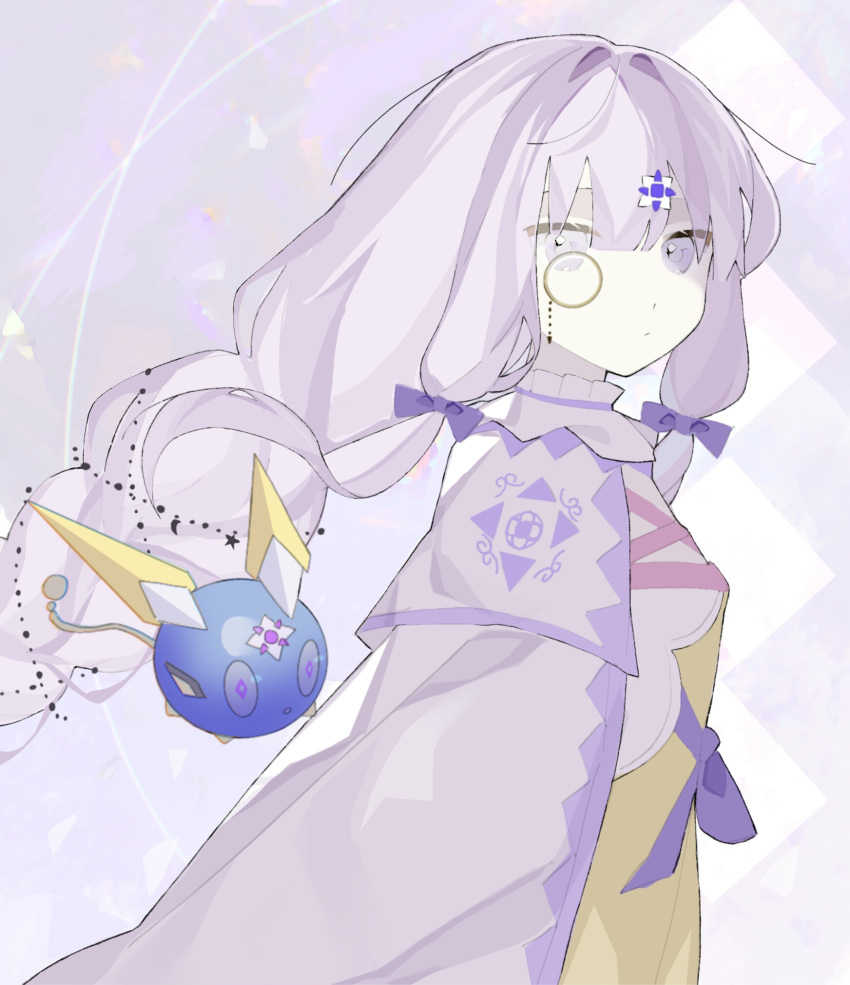 1girl, arcaea, bare_shoulders, bow, braid, charon_(arcaea), collar, dress