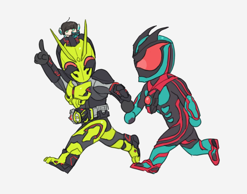 1girl, android, antennae, armor, bbbb_fex, belt, black_hair, blue_eyes