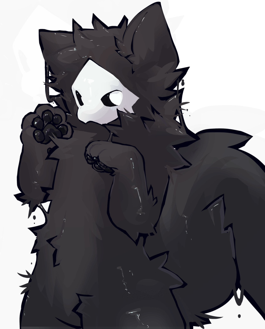 1boy, animal_ears, black_fur, black_sclera, bright_pupils, changed, chest_fur, colored_sclera