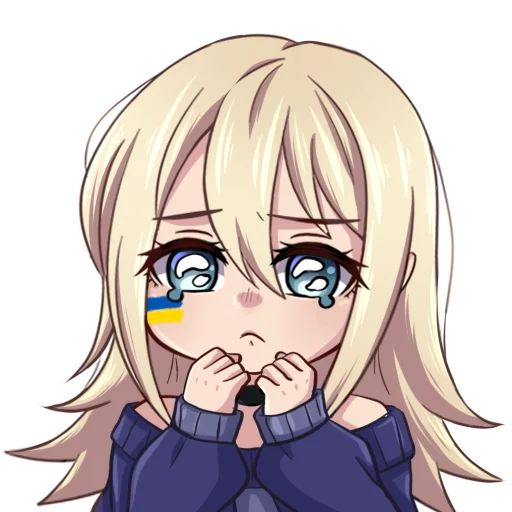 1girl, black_choker, blonde_hair, blush, choker, crying, facepaint, hair_between_eyes