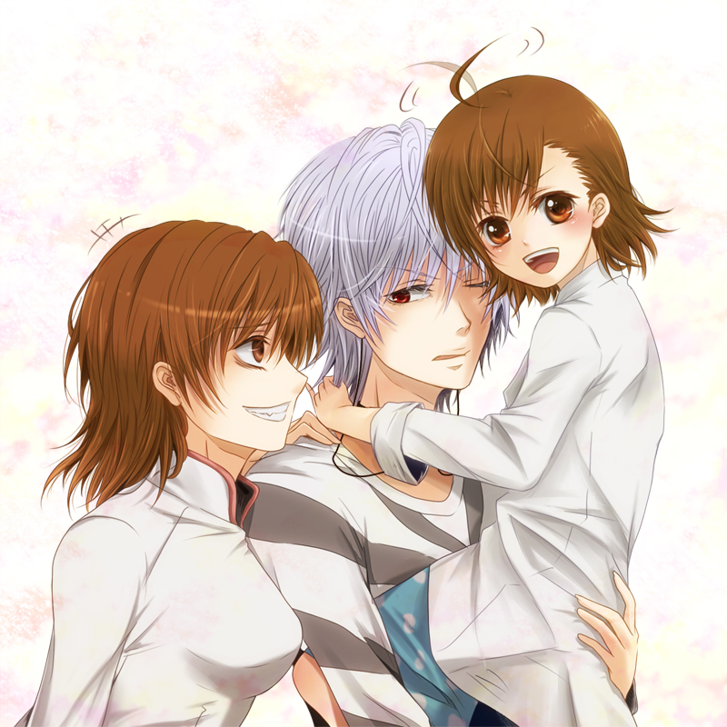 accelerator_family, ahoge, ao_dai, brown_eyes, brown_hair, dress, grin, last_order