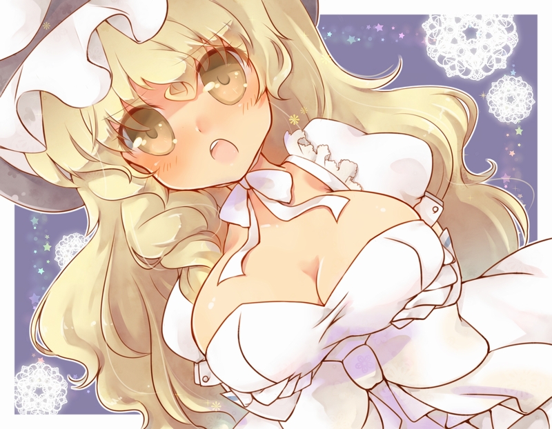 alternate_hairstyle, blonde_hair, braid, breast_hold, breast_lift, breasts, bust, cleavage