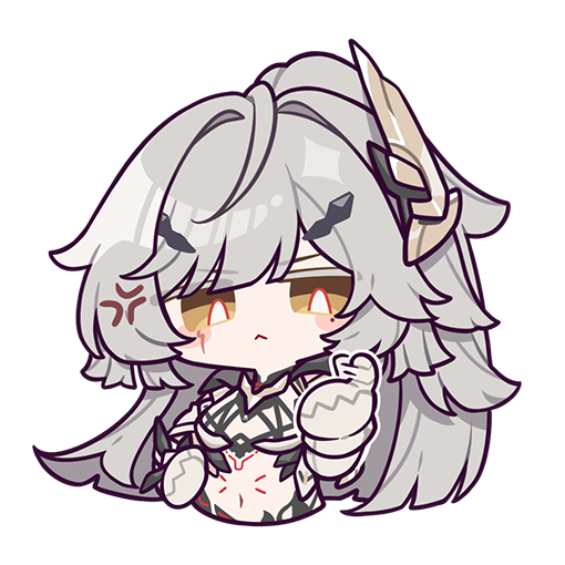 1girl, :<, anger_vein, blush_stickers, bright_pupils, chibi, colored_eyelashes, door, erdos_helia, erdos_helia_(planar_armament:_warped_spacetime), facial_mark, grey_hair, hair_ornament, honkai_(series), honkai_impact_3rd, long_hair, midriff, navel, official_art, open_mouth, solo, stomach, transparent_background, upper_body, white_pupils, yellow_eyes