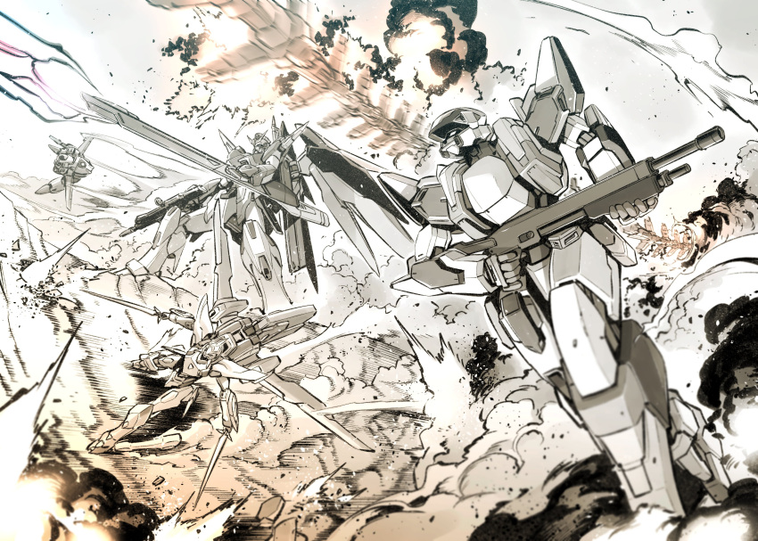 absurdres, another_century's_episode:_r, aquarion_(series), arm_slave_(mecha), arx-7_arbalest, choujikuu_seiki_orguss, code_geass, destiny_gundam