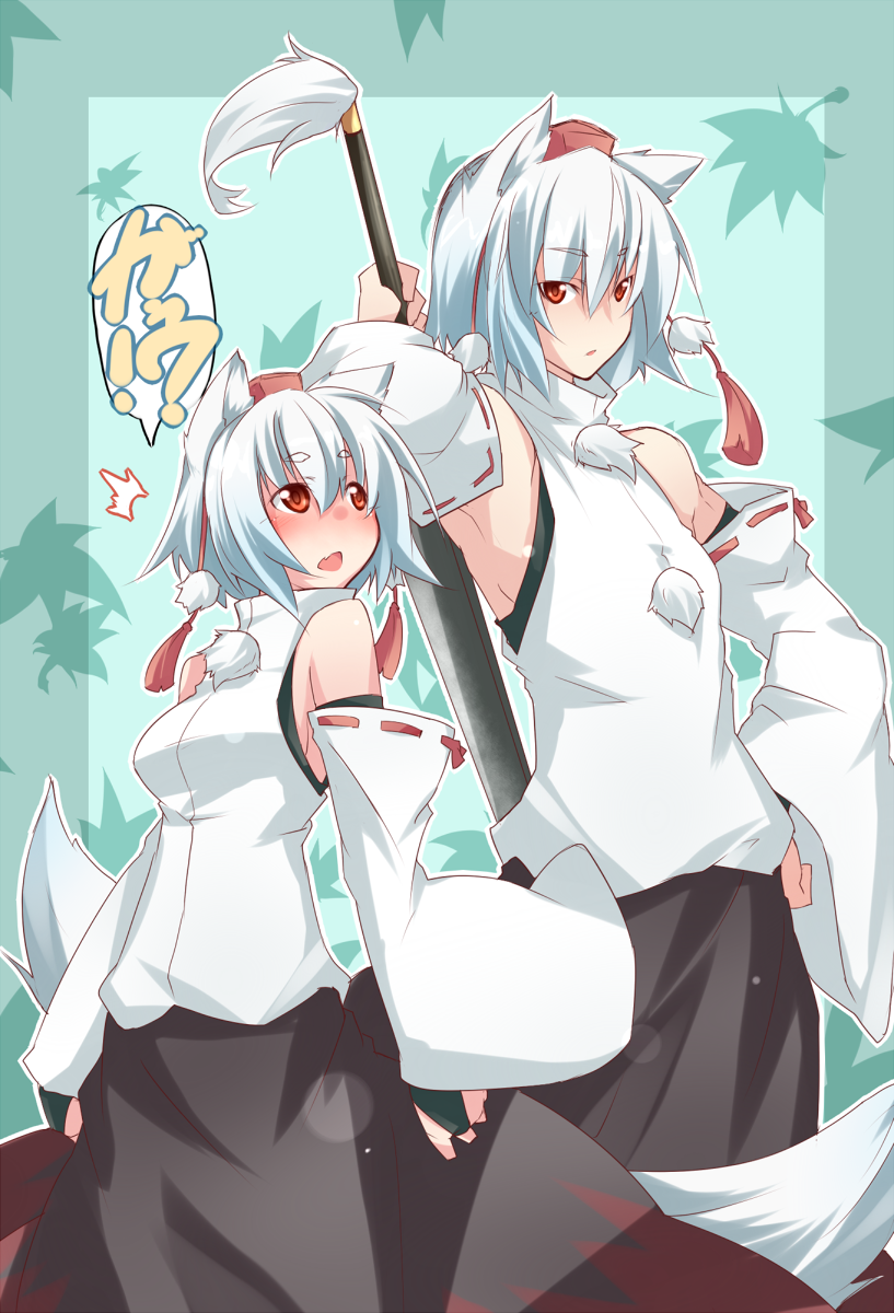 1boy, 1girl, animal_ears, arm_up, armpits, bad_id, bare_shoulders, blush