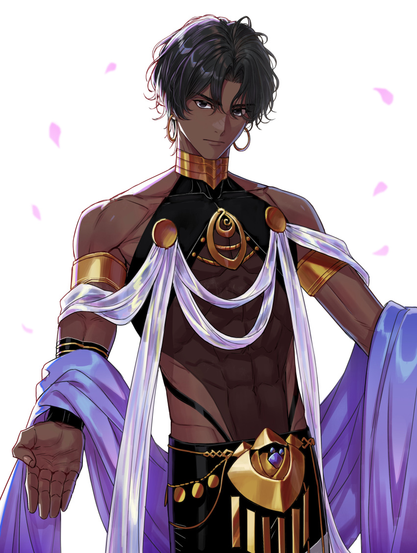 1boy, abs, absurdres, arjuna_(fate), arjuna_(fgo_fes._2025)_(fate), black_eyes, black_hair, commentary_request