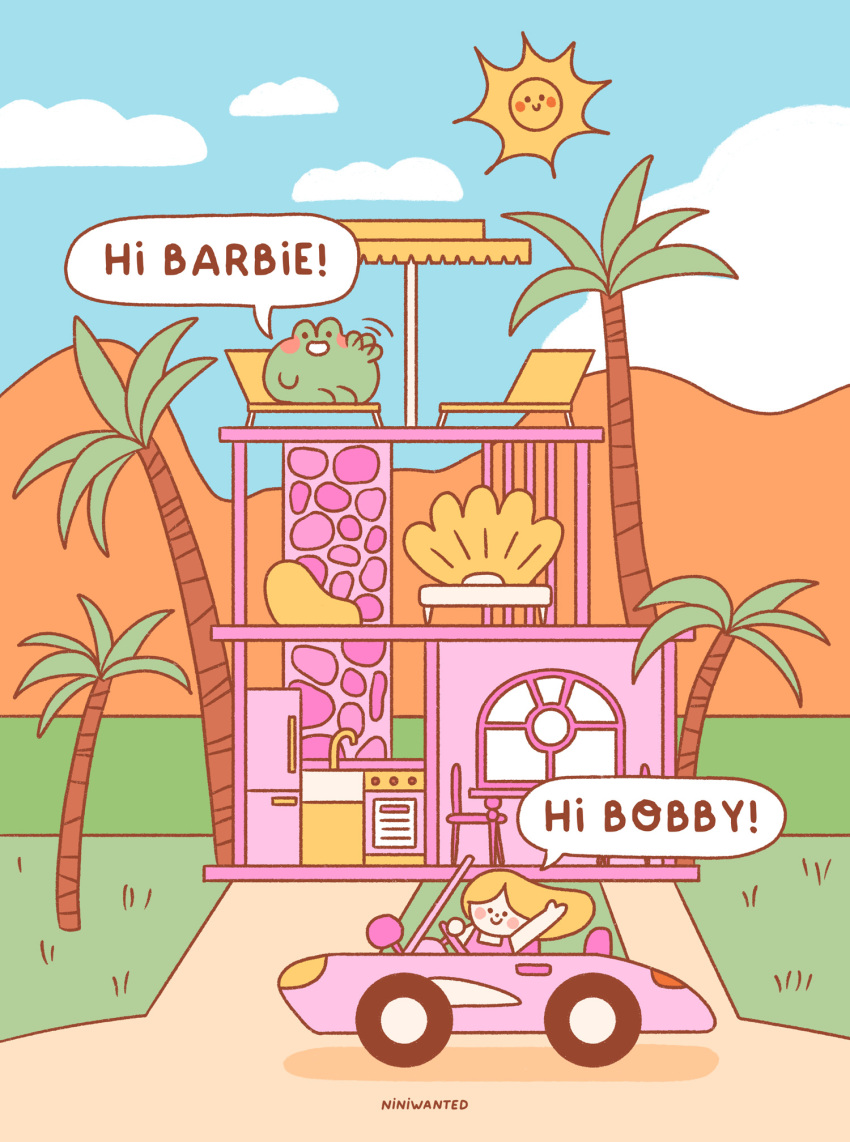 artist_name, barbie_(character), barbie_(franchise), barbie_(live_action), blush_stickers, car, chair, clouds