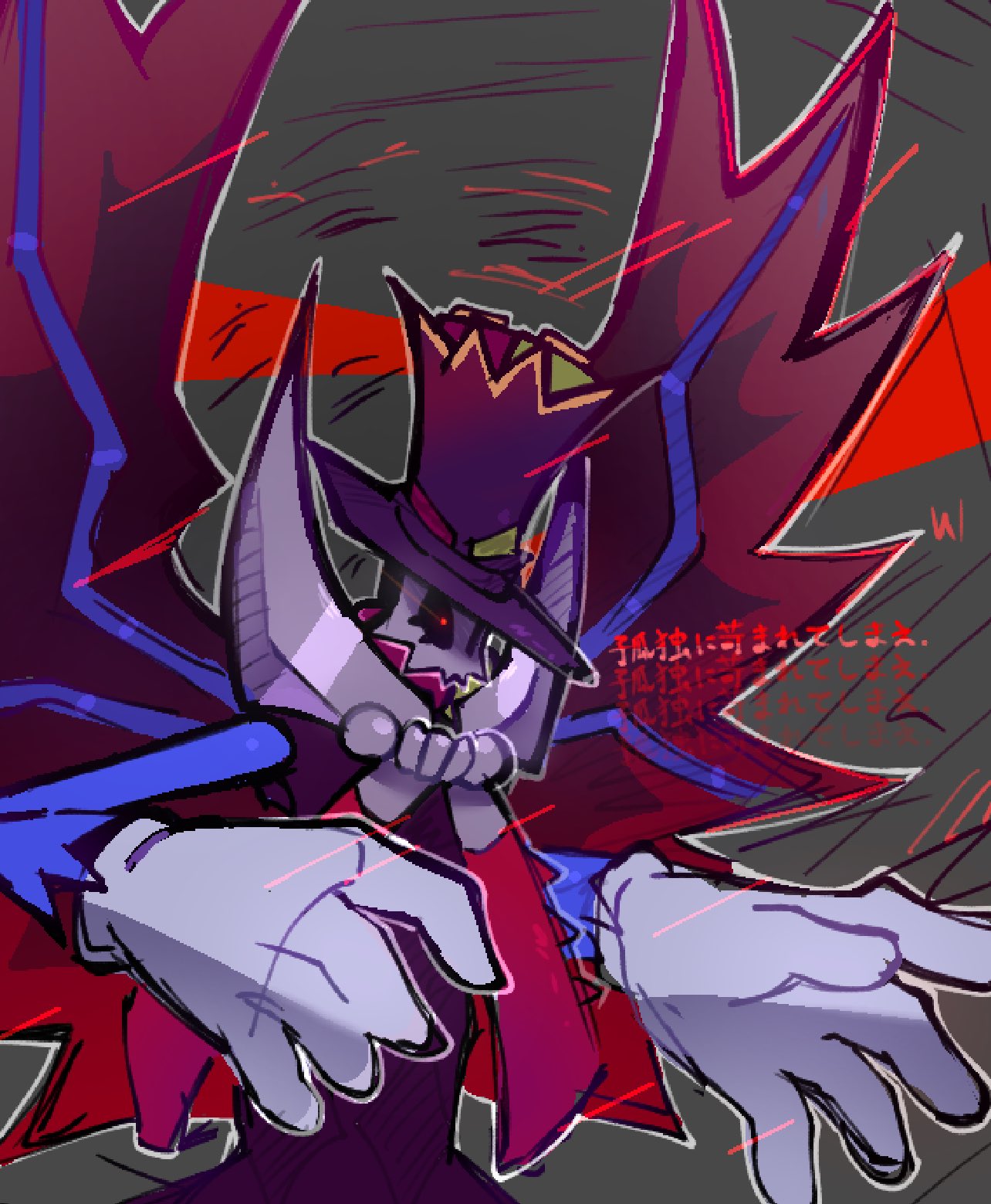 alteredeq, black_sclera, colored_sclera, domino_mask, gloves, grey_background, hat, highres