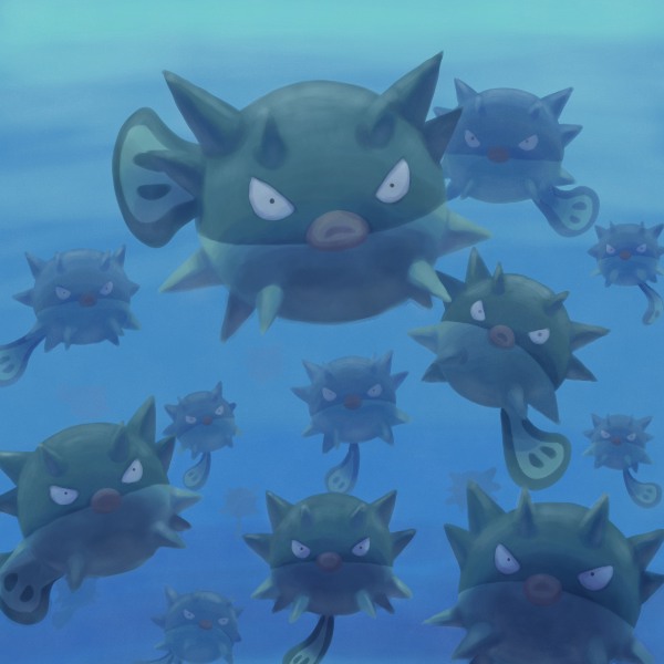 clone, fish, looking_at_viewer, mijinko_(barabadge), no_humans, pokemon, pokemon_(creature), pokemon_(game)