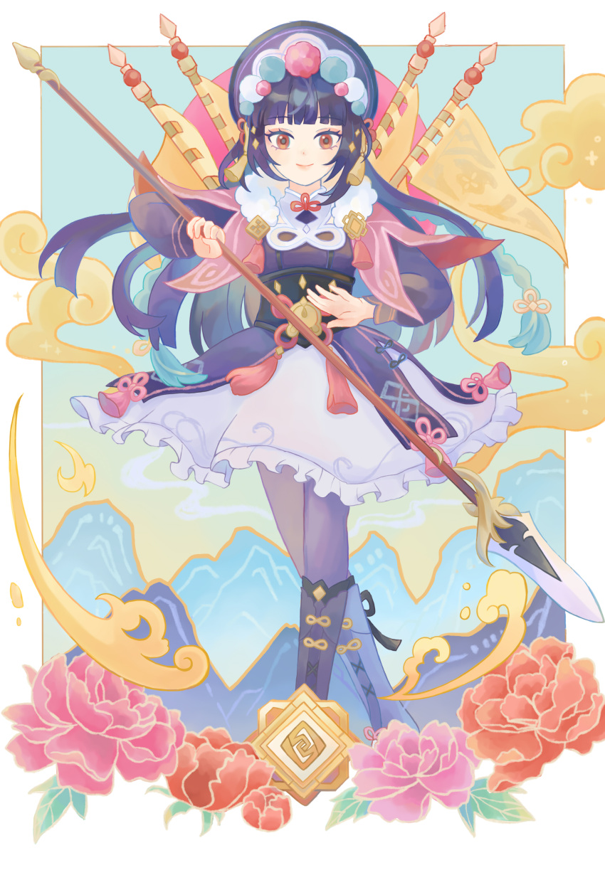 1girl, absurdres, arri_(arrihare), black_boots, black_hair, blunt_bangs, bonnet, boots
