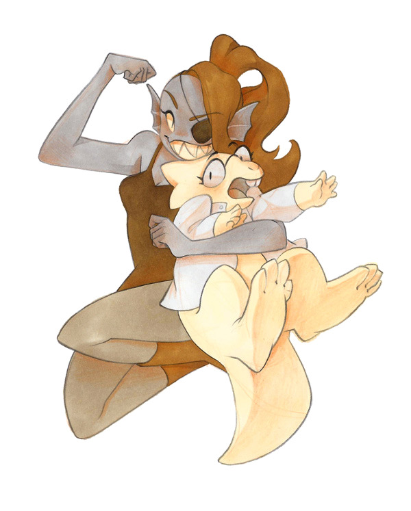 2016, 2d, 2girls, alphys, anthro, black_eyepatch, blue_pants, blue_skin