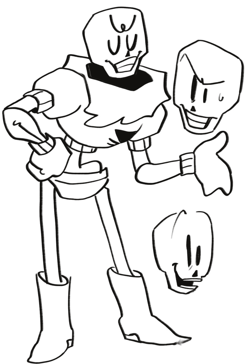 1boy, 2021, 2d, armor, blue_shorts, boots, cape, closed_eyes, cropped_head, digital_media, full_body, gloves, humanoid, javisbutt, male, male_focus, male_only, monochrome, monster, monster_boy, multiple_views, papyrus_(undertale), red_cape, red_gloves, shorts, simple_background, skeleton, solo, standing, teeth, u_u, undead, undertale, uneven_eyes, utdr_(toby_fox), white_armor, white_background, |_|