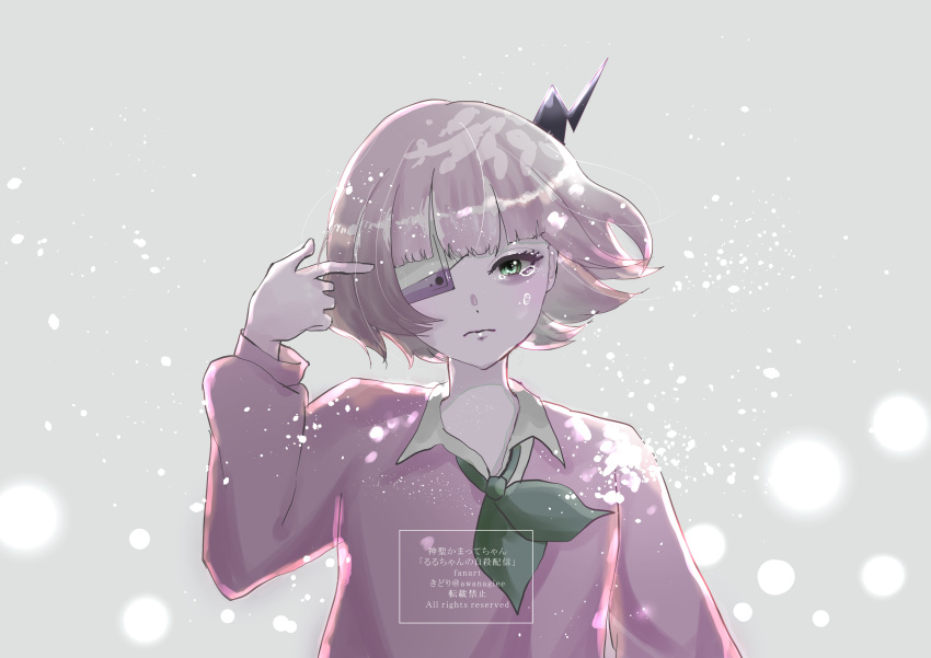 1girl, absurdres, awanagiee, bandaged_head, bandages, black_horns, blonde_hair, blunt_bangs